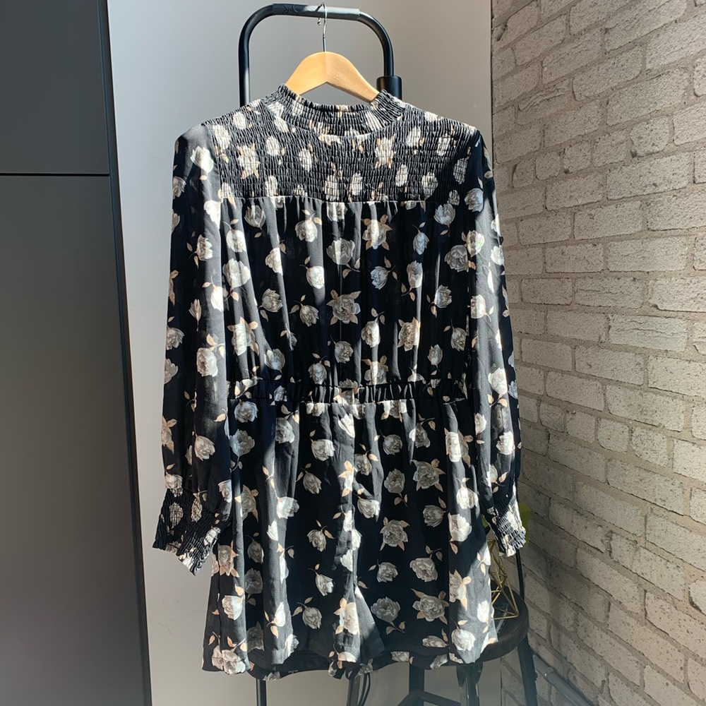 Boohoo Dark Floral Romper Plus Size Sexy + Chic